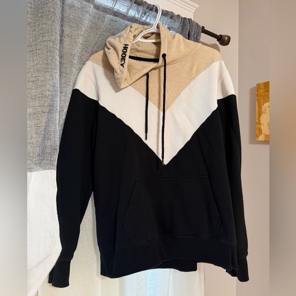 Hooey Tan, White, and Black Women's Hoodie